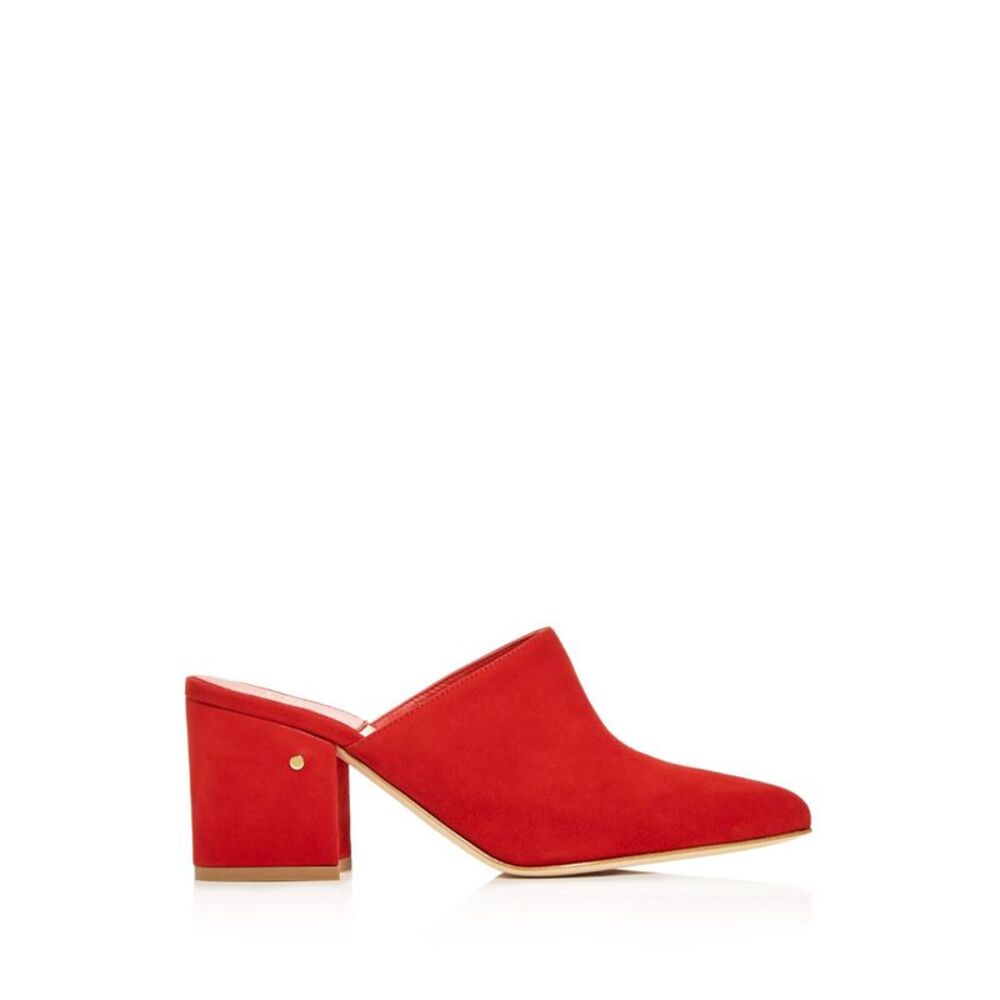 LAURENCE DACADE Womens Red Areielle Slip On Leather Heeled Mules Shoes 37 - Picture 2 of 4